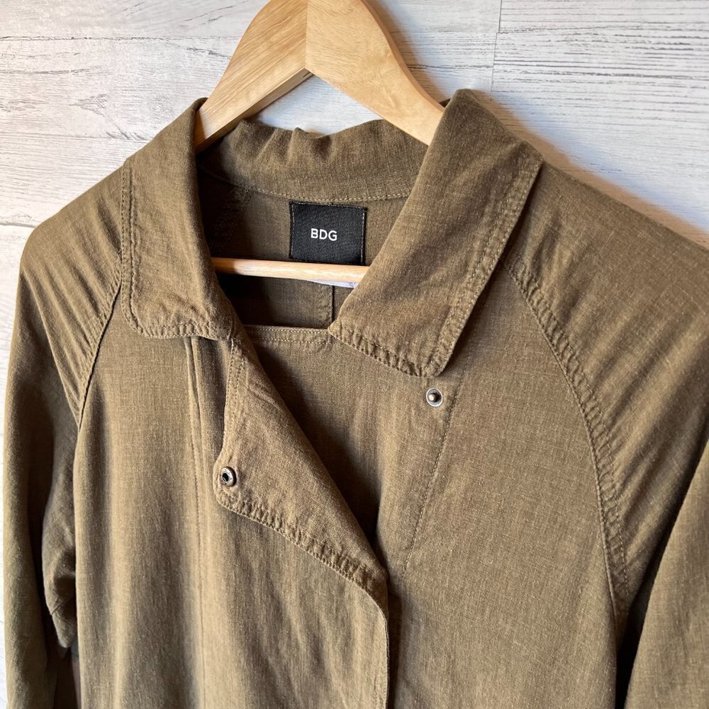 BDG Urban Outfitters Jacket Womens SZ S/P Khaki Olive Green Linen Blend Military - Picture 11 of 14